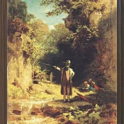 Carl Spitzweg – Der Angler 1859 | Giclée Kunstdruck gerahmt