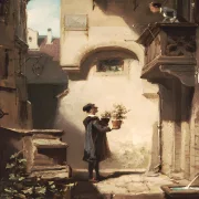 Carl Spitzweg | Der Gratulant – 1855 | Gerahmter Kunstdruck | Romantik | formida