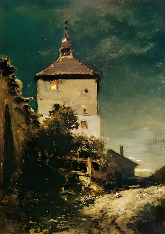 Carl Spitzweg | Blasturm i Schwandorf - 1870 | Indrammet kunsttryk | Romantik | formida