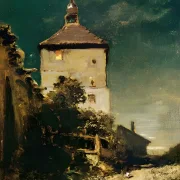 Carl Spitzweg | Blasturm i Schwandorf - 1870 | Indrammet kunsttryk | Romantik | formida