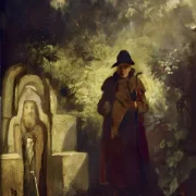 Carl Spitzweg | Fontænegæsten - 1860 | Indrammet kunsttryk | Romantik | formida