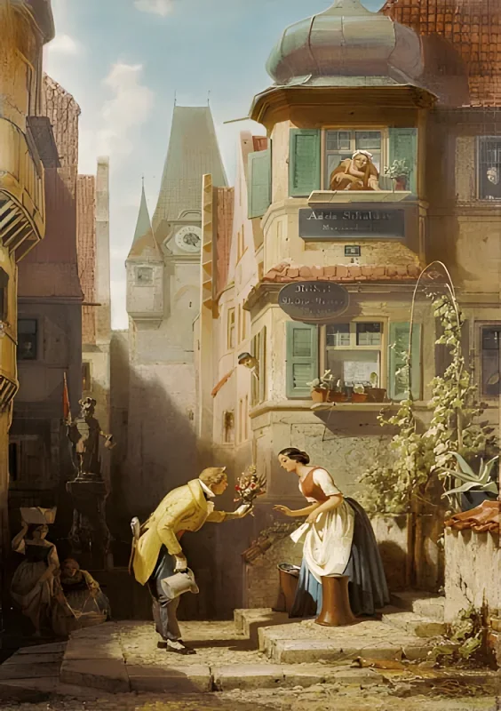 Carl Spitzweg | Den evige brudgom - 1855 | Indrammet kunsttryk | Romantik | formida