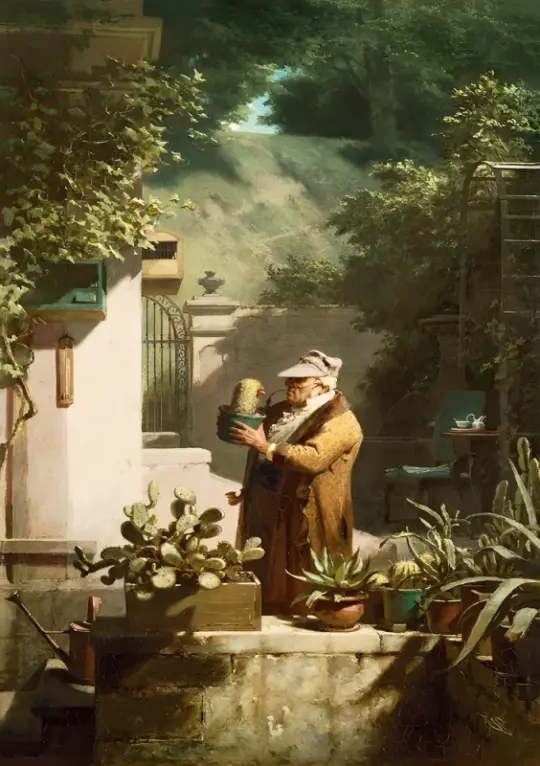 Carl Spitzweg | Der Kaktusfreund - 1858 | Gerahmter Kunstdruck | Romantik | formida
