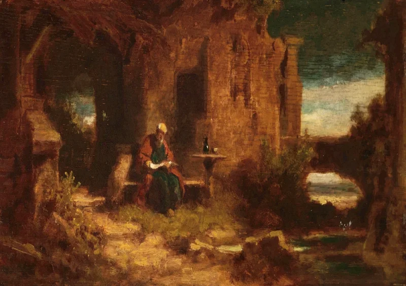 Carl Spitzweg | Eremit i skumringen - 1870 | Indrammet kunsttryk | Romantik | formida