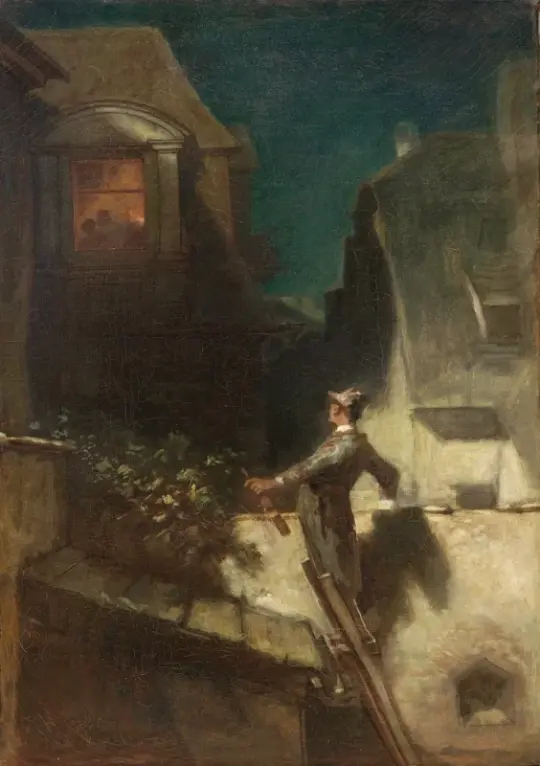 Carl Spitzweg | Måneskinsviolinisten - 1840 | Indrammet kunsttryk | Romantik | formida