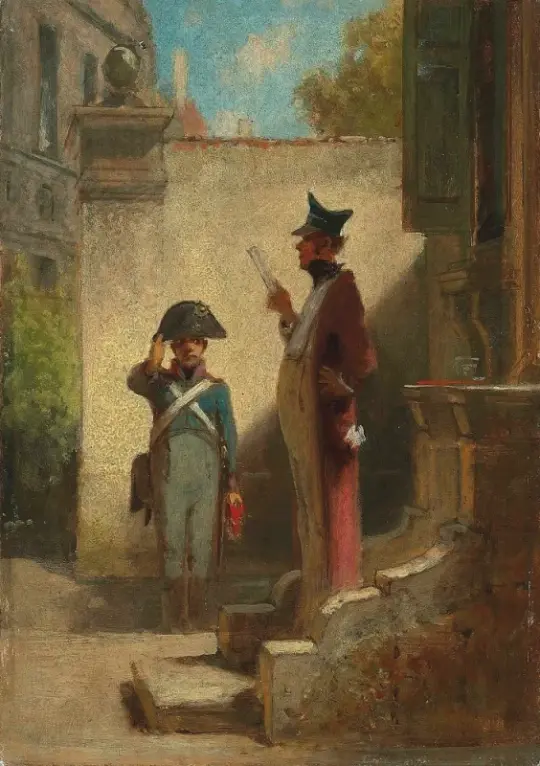 Carl Spitzweg | Garnisonskommandanten - 1848 | Indrammet kunsttryk | Romantik | formida