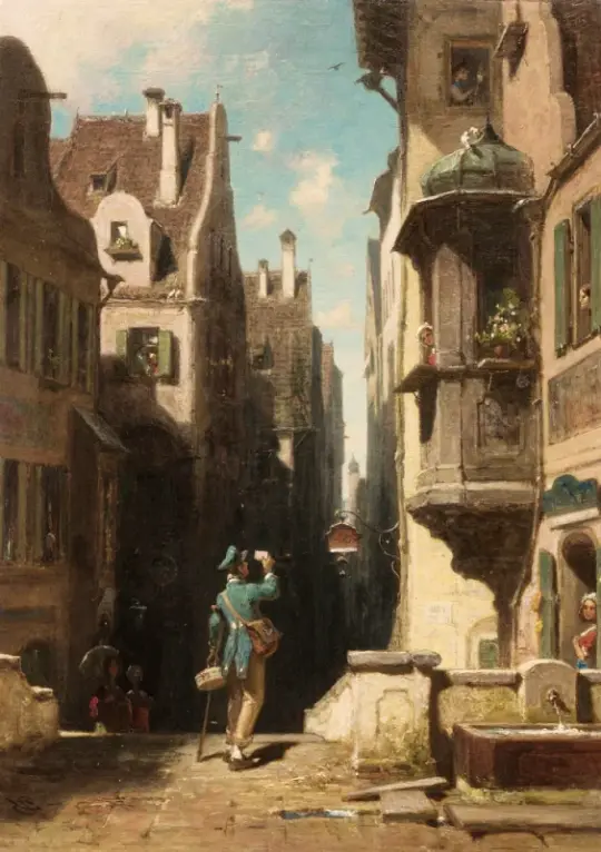 Carl Spitzweg | Der Postbote - 1860 | Gerahmter Kunstdruck | Romantik | formida