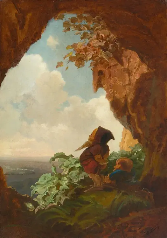 Carl Spitzweg | Den første jernbane - 1845 | Indrammet kunsttryk | Romantik | formida