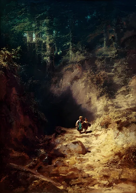 Carl Spitzweg | Kinder im Wald - 1875 | Gerahmter Kunstdruck | Romantik | formida