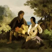 Carl Spitzweg | Mandolinsangen - 1875 | Indrammet kunsttryk | Romantik | formida