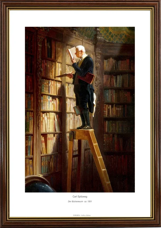 Carl Spitzweg | Der Bücherwurm - 1851 | Gallery Edition | Gerahmter Kunstdruck | Romantik