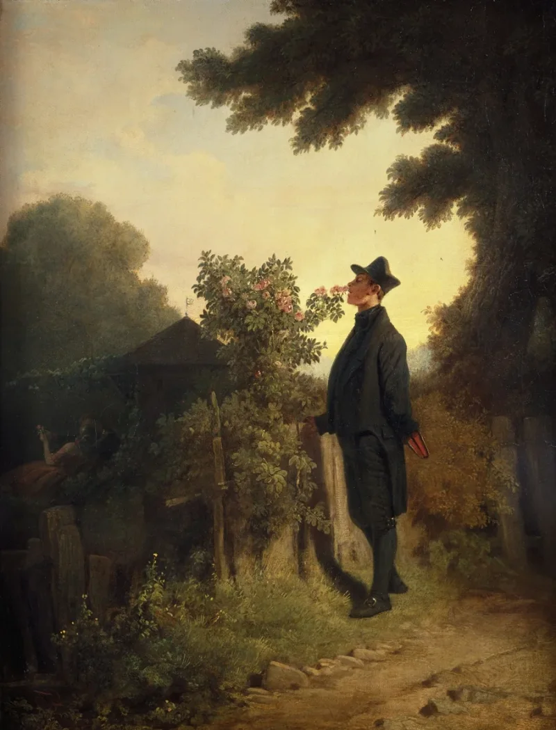 Carl Spitzweg – Der Rosenliebhaber 1847 | Giclée Kunstdruck gerahmt