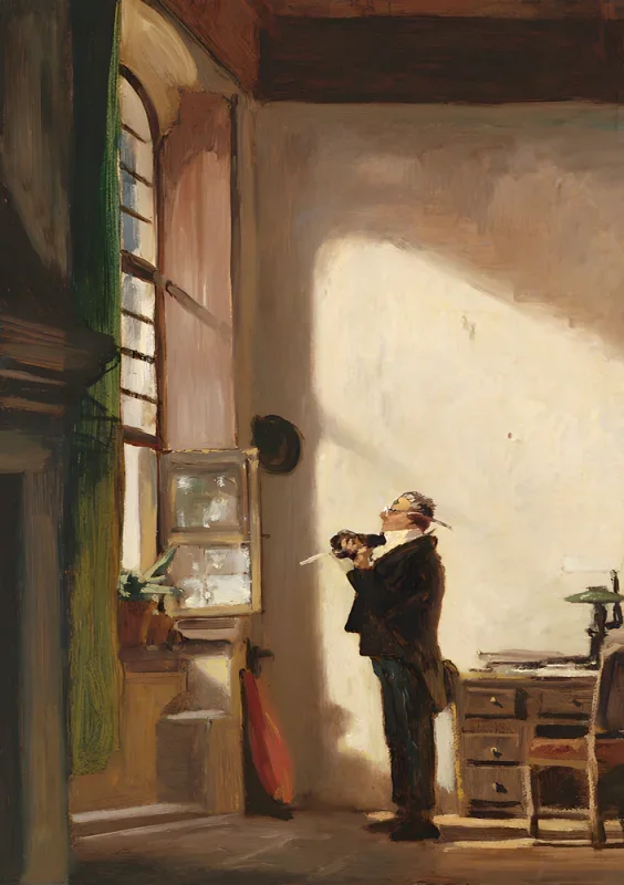 Carl Spitzweg | Der Schreiber - 1880 | Gerahmter Kunstdruck | Romantik | formida