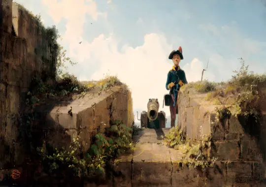 Carl Spitzweg | Strikkeudposten - 1860 | Indrammet kunsttryk | Romantik | formida