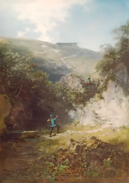 Carl Spitzweg | Der Urlauber - 1880 | Gerahmter Kunstdruck | Romantik | formida