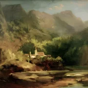 Carl Spitzweg | Landsby ved en sø - 1870 | Indrammet kunsttryk | Romantik | formida