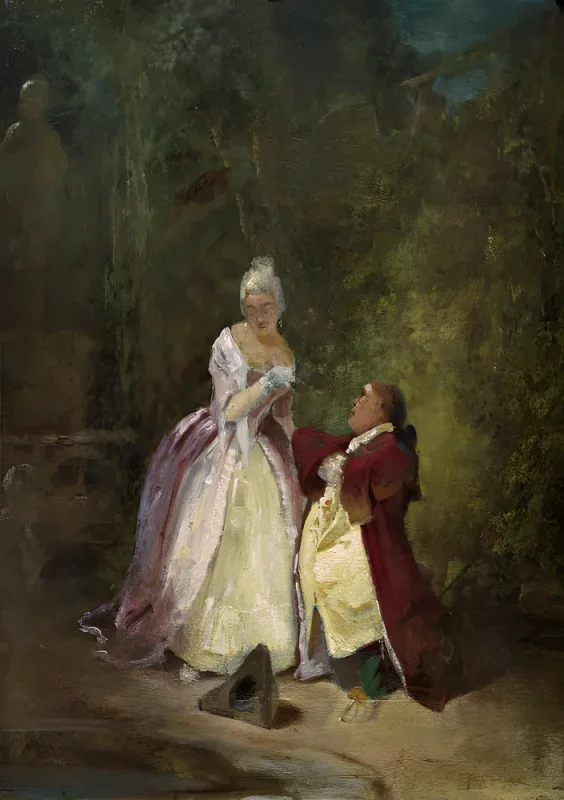 Carl Spitzweg | Ansøgningen - 1845 | Indrammet kunsttryk | Romantik | formida