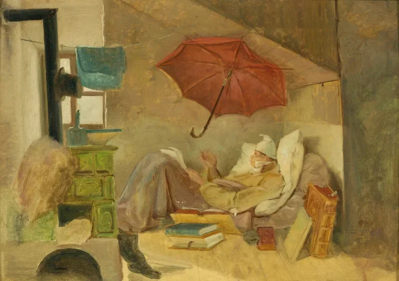 Carl Spitzweg | Den fattige digter - 1839 | Indrammet kunsttryk | Romantik | formida