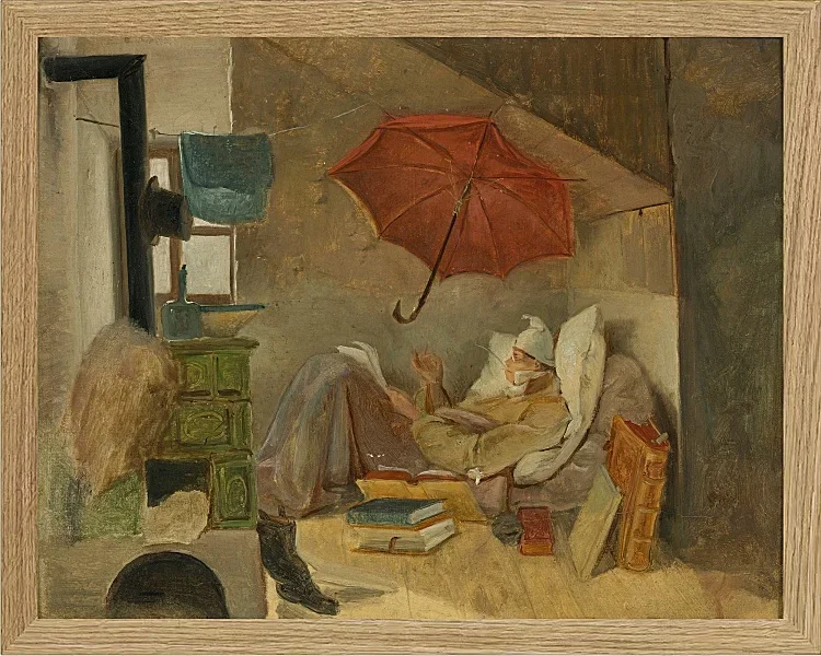 Carl Spitzweg – Der arme Poet 1839 | Giclée Kunstdruck gerahmt