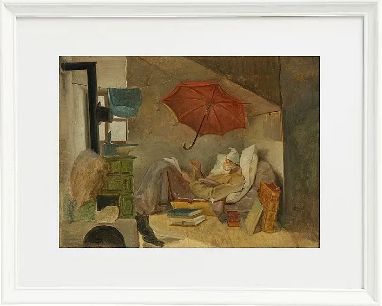 Carl Spitzweg – Der arme Poet 1839 | Giclée Kunstdruck gerahmt