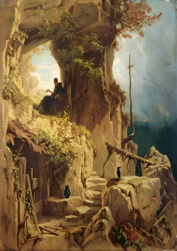 Carl Spitzweg | Eremitten - 1850 | Indrammet kunsttryk | Romantik | formida