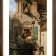 Carl Spitzweg | Det opfangede kærlighedsbrev - 1860 | Gallery Edition | Indrammet kunsttryk | Romantic 
