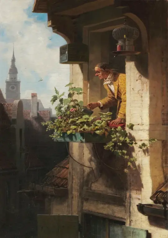 Carl Spitzweg | Blomstervindue - 1859 | Indrammet kunsttryk | Romantik | formida