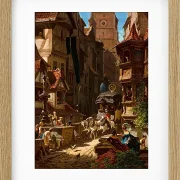 Carl Spitzweg – Die Ankunft der Postkutsche 1859 | Giclée Kunstdruck gerahmt