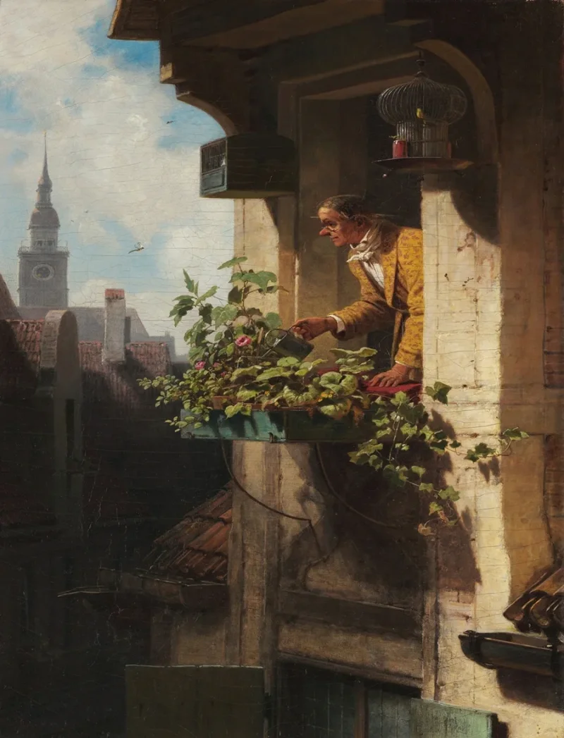 Carl Spitzweg – Die Mansarde 1849 | Giclée Kunstdruck gerahmt