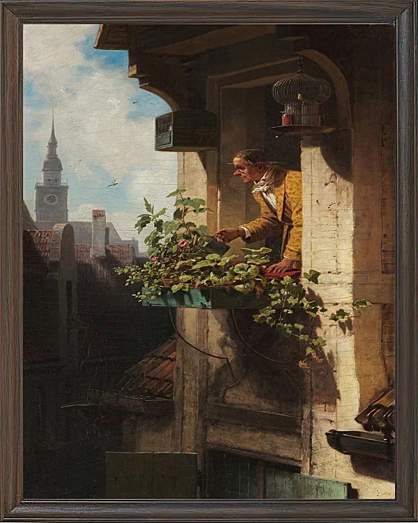 Carl Spitzweg – Die Mansarde 1849 | Giclée Kunstdruck gerahmt
