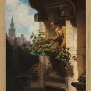 Carl Spitzweg – Die Mansarde 1849 | Giclée Kunstdruck gerahmt