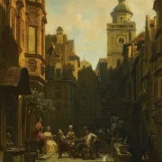 Carl Spitzweg – Die Plauderstunde 1887 | Giclée Kunstdruck gerahmt