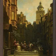 Carl Spitzweg – Die Plauderstunde 1887 | Giclée Kunstdruck gerahmt