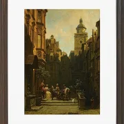 Carl Spitzweg – Die Plauderstunde 1887 | Giclée Kunstdruck gerahmt
