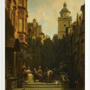 Carl Spitzweg – Die Plauderstunde 1887 | Giclée Kunstdruck gerahmt