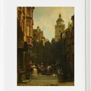Carl Spitzweg – Die Plauderstunde 1887 | Giclée Kunstdruck gerahmt