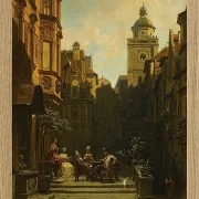 Carl Spitzweg – Die Plauderstunde 1887 | Giclée Kunstdruck gerahmt