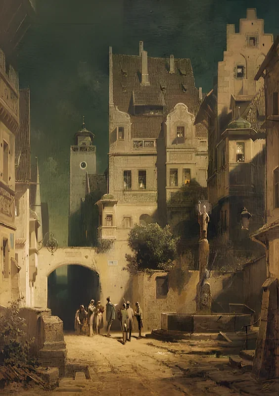 Carl Spitzweg | Serenade ved måneskin - 1870 | Indrammet kunsttryk | Romantik | formida
