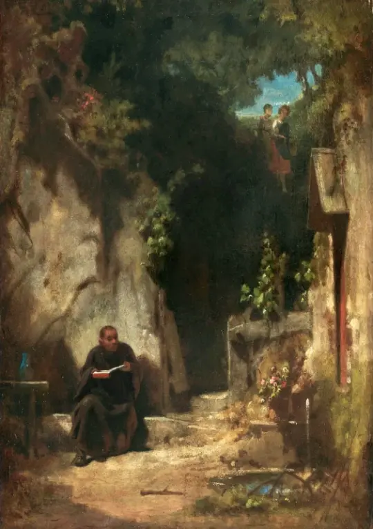 Carl Spitzweg | Eremit med pige - 1870 | Indrammet kunsttryk | Romantik | formida