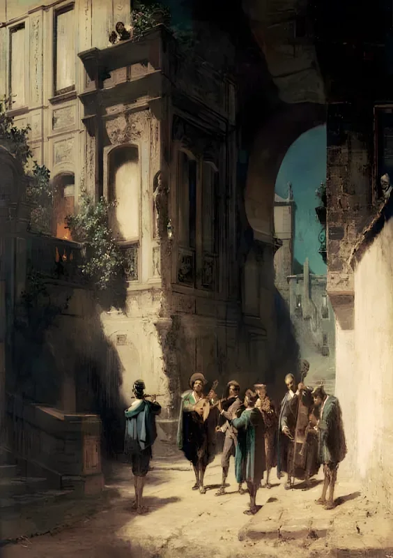 Carl Spitzweg | Serenaden - 1856 | Indrammet kunsttryk | Romantik | formida