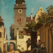 Carl Spitzweg – Die Stadtwache 1852 | Giclée Kunstdruck gerahmt