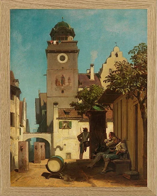 Carl Spitzweg – Die Stadtwache 1852 | Giclée Kunstdruck gerahmt