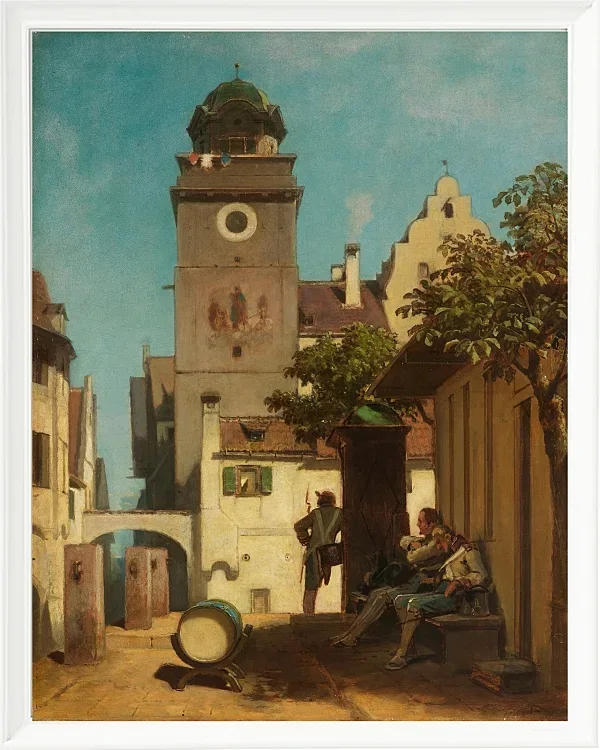 Carl Spitzweg – Die Stadtwache 1852 | Giclée Kunstdruck gerahmt
