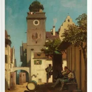 Carl Spitzweg – Die Stadtwache 1852 | Giclée Kunstdruck gerahmt