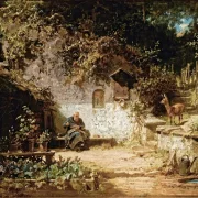 Carl Spitzweg | Einsiedler repariert seine Netze - 1875 | Gerahmter Kunstdruck | Romantik | formida