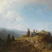 Carl Spitzweg – Dirndel auf der Alm 1852 | Giclée Kunstdruck gerahmt