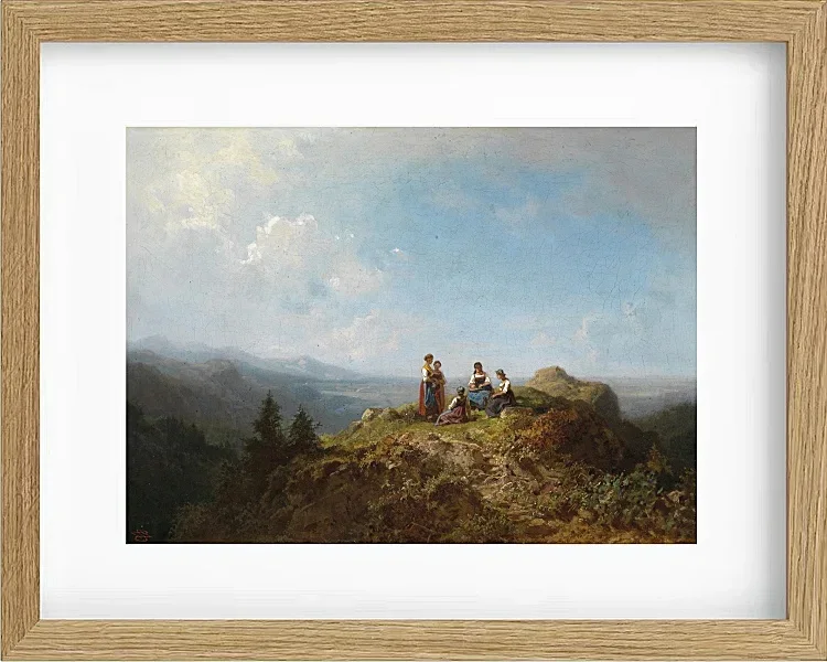 Carl Spitzweg – Dirndel auf der Alm 1852 | Giclée Kunstdruck gerahmt