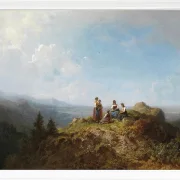 Carl Spitzweg – Dirndel auf der Alm 1852 | Giclée Kunstdruck gerahmt