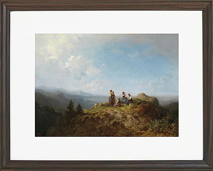 Carl Spitzweg – Dirndel auf der Alm 1852 | Giclée Kunstdruck gerahmt
