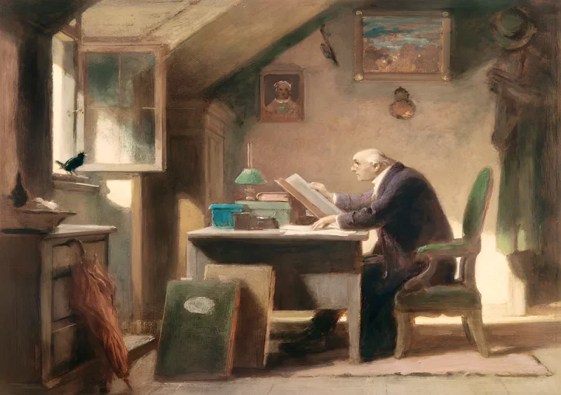 Carl Spitzweg | Ein Besuch - 1855 | Gerahmter Kunstdruck | Romantik | formida